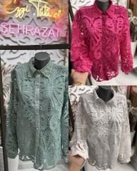 Şehrazat  Butik Güpür Yaka Tasarım Gömlek