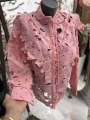 Şehrazat  Butik Güpürlü Düğmeli  Tasarım Gömlek