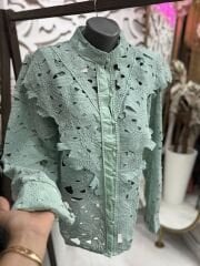 Şehrazat  Butik Güpürlü Düğmeli  Tasarım Gömlek