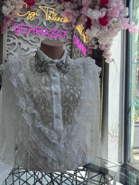 Şehrazat Butik Pırlanta Tasarım Gömlek (BEYAZ)