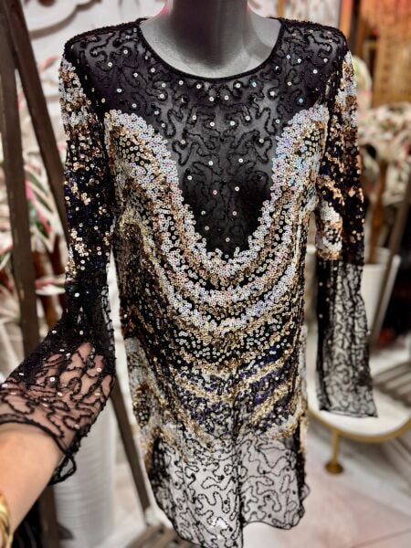 Şehrazat  Butik Pullu İncili Tasarım Şık Bluz Standart