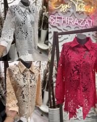 Şehrazat  Butik Güpür Detay Şık Tasarım Gömlek