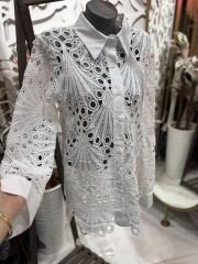 Şehrazat  Butik Güpür Detay Şık Tasarım Gömlek