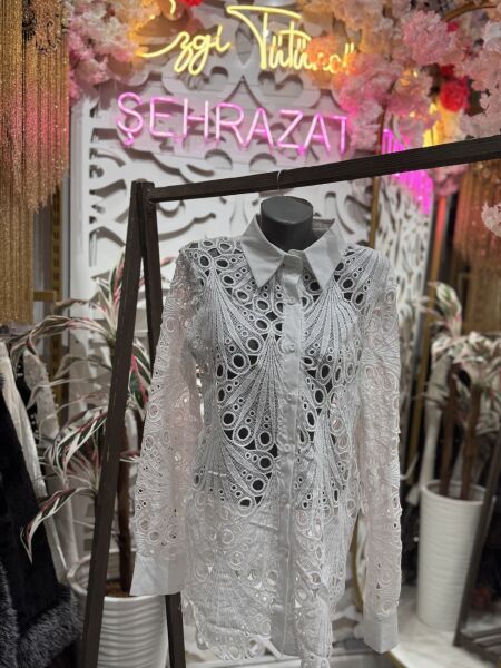 Şehrazat  Butik Güpür Detay Şık Tasarım Gömlek Standart