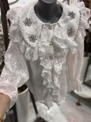 Şehrazat  Butik Yaka Taş Detaylı Şık Tasarım Gömlek