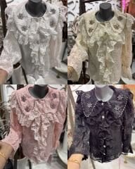 Şehrazat  Butik Yaka Taş Detaylı Şık Tasarım Gömlek