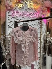 Şehrazat  Butik Yaka Taş Detaylı Şık Tasarım Gömlek