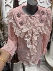 Şehrazat  Butik Yaka Taş Detaylı Şık Tasarım Gömlek