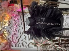 Şehrazat Butik Volanlı Orkide Kolsuz Tasarım Gömlek