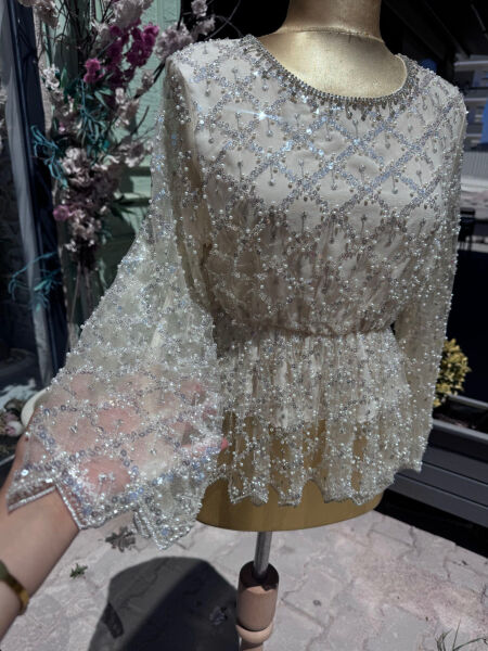 Şehrazat Diamond Tasarım Bluz Krem