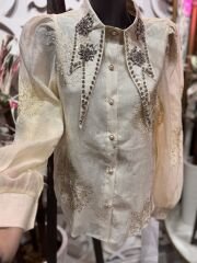 Şehrazat Butik Yakası Taş Detaylı Tasarım  Şık Gömlek