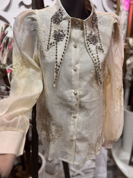 Şehrazat Butik Yakası Taş Detaylı Tasarım  Şık Gömlek