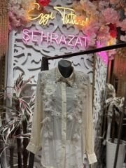 Şehrazat Butik Yaka Taş Detaylı Çiçekli Tasarım Gömlek