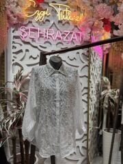 Şehrazat Butik İnci Yaka Detaylı Tasarım Şık Gömlek