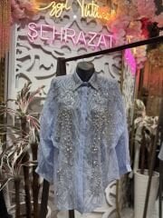 Şehrazat Butik İnci Yaka Detaylı Tasarım Şık Gömlek
