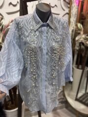 Şehrazat Butik İnci Yaka Detaylı Tasarım Şık Gömlek