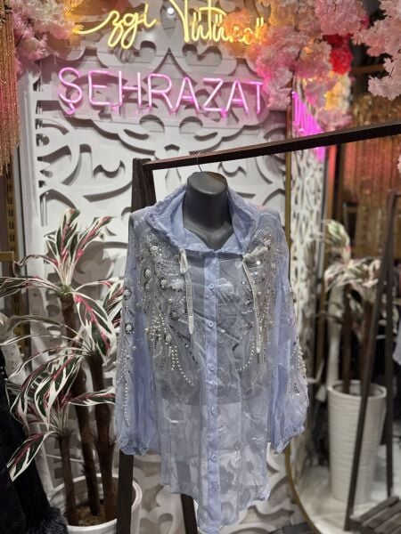 Şehrazat Butik Taşlı Şapka Detaylı Tasarım Gömlek