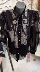 Şehrazat Butik Yakası Taş Detaylı Tasarım  Şık Gömlek