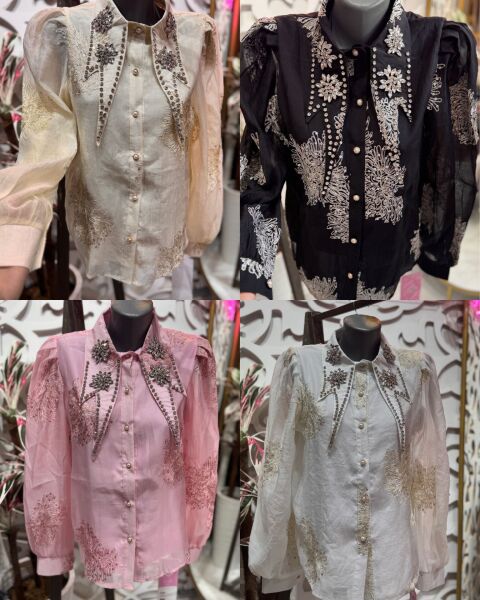 Şehrazat Butik Yakası Taş Detaylı Tasarım  Şık Gömlek