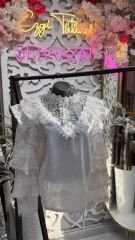 Şehrazat Butik Kolları Kat Kat ve Güpürlü Tasarım Gömlek