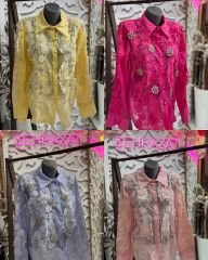 Şehrazat Butik Güpür Çiçekli Taşlı Tasarım Gömlek