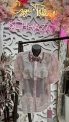 Şehrazat Butik Yaka Taş Detaylı Çiçekli Tasarım Gömlek