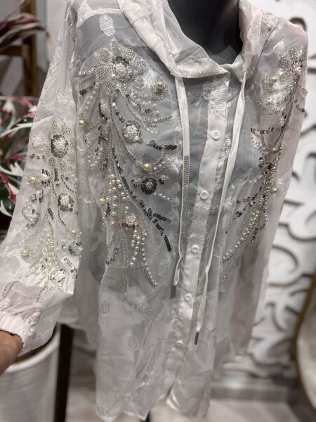 Şehrazat Butik Taşlı Şapka Detaylı Tasarım Gömlek