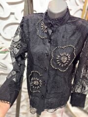 Şehrazat Butik Çiçek Detaylı Tasarım Gömlek