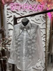 Şehrazat Butik Yakası Taş Detaylı 3 Boyutlu Tasarım Gömlek