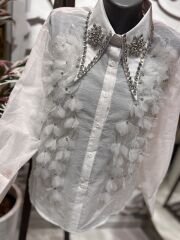 Şehrazat Butik Yakası Taş Detaylı 3 Boyutlu Tasarım Gömlek