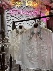 Şehrazat Butik Yakası Taş Detaylı 3 Boyutlu Tasarım Gömlek