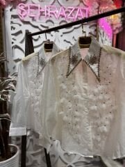 Şehrazat Butik Yakası Taş Detaylı 3 Boyutlu Tasarım Gömlek