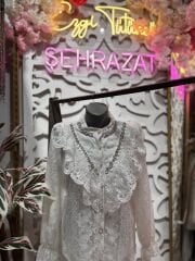 Şehrazat Butik Tasarım Güpürlü Taşlı Gömlek