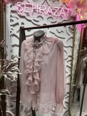 Şehrazat Butik Önü Volanlı İncili Tasarım Gömlek