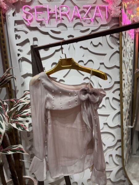 Şehrazat Butik İnci Kol Detaylı Tasarım  Gömlek