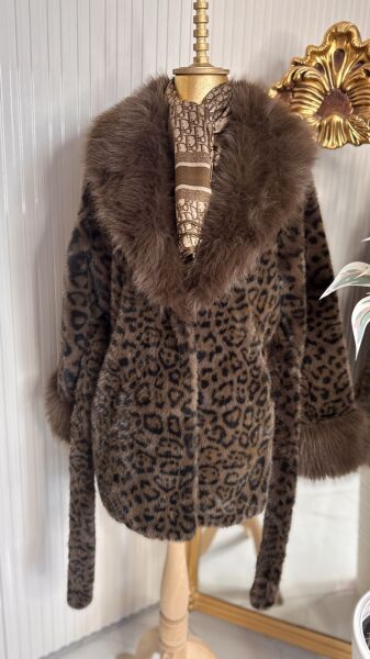 Şehrazat Butik Tasarım Leoparlı Kürk Standart