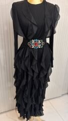 Şehrazat Butik Royal Fırfırlı Tasarım Elbise (KEMER DAHİL DEĞİLDİR)