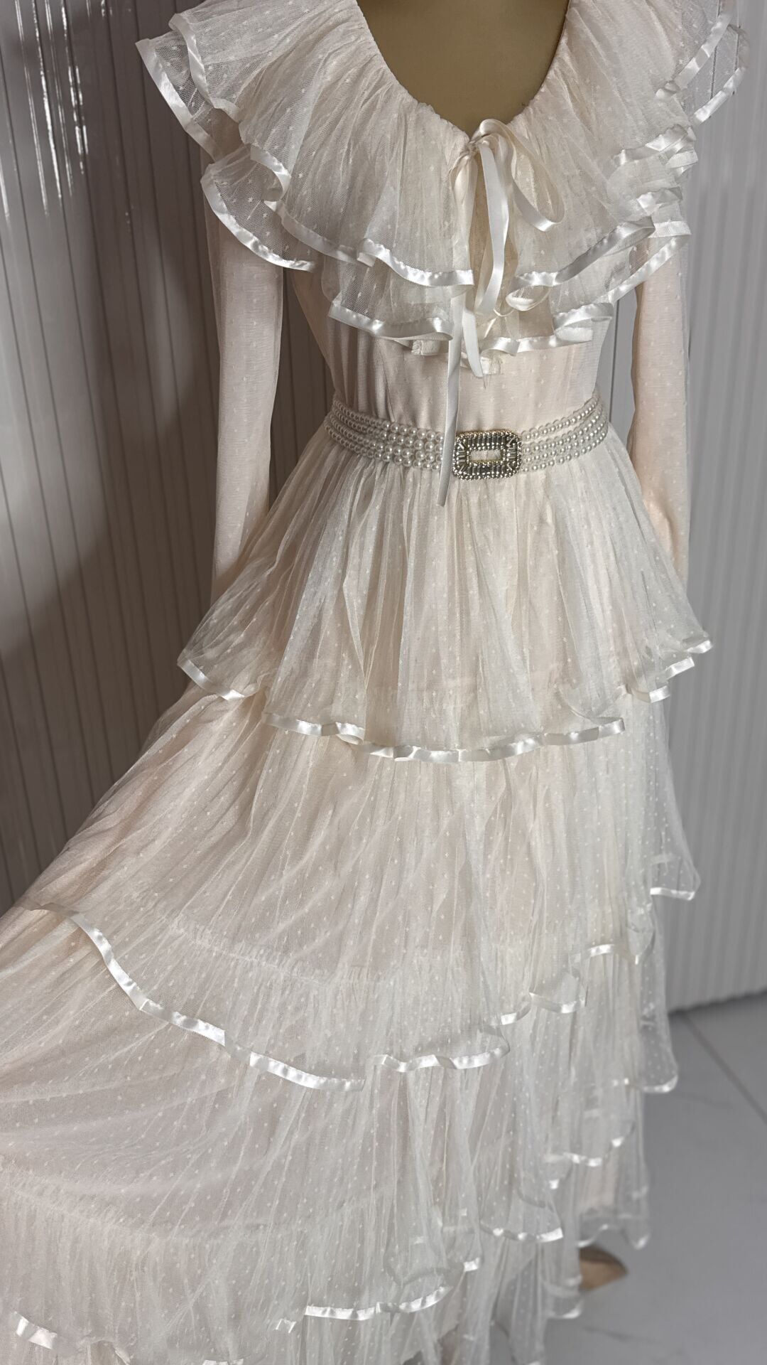 Şehrazat Butik Prenses Katlı Tasarım Elbise (KEMER DAHİL DEĞİLDİR) Standart