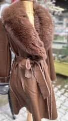 Şehrazat Butik Tasarım Deri Kürk Detaylı Kaban