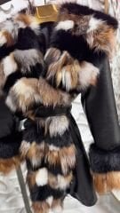 Şehrazat Butik Mahzen Deri Kendinden Kemerli Kürk