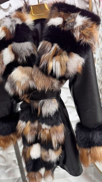 Şehrazat Butik Mahzen Deri Kendinden Kemerli Kürk