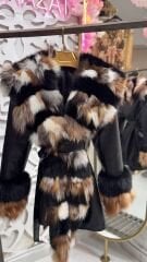 Şehrazat Butik Mahzen Deri Kendinden Kemerli Kürk