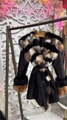 Şehrazat Butik Mahzen Deri Kendinden Kemerli Kürk