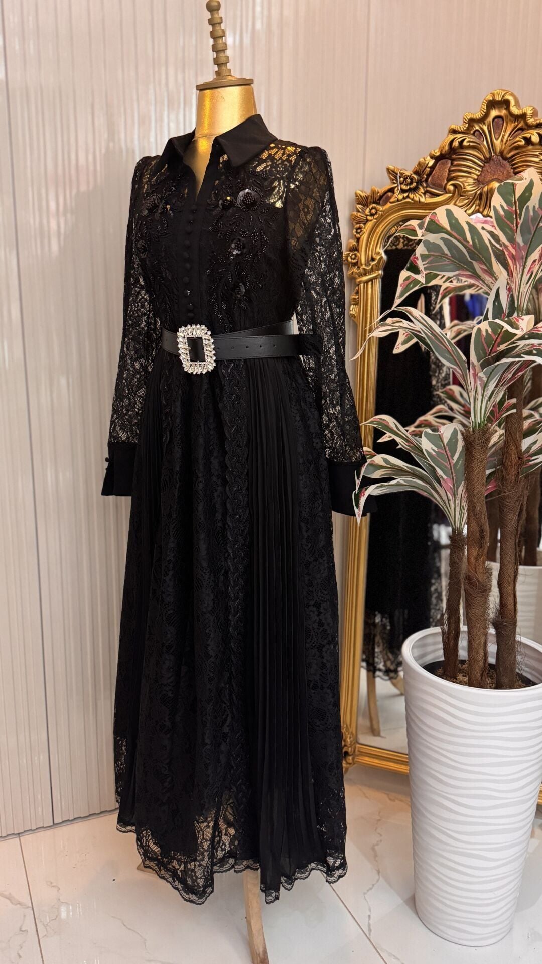 Şehrazat Butik Monaco Fransız Dantel Elbise Standart