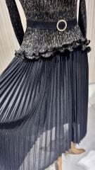 Şehrazat Butik Kendinden Kemerli  Tasarım Elbise