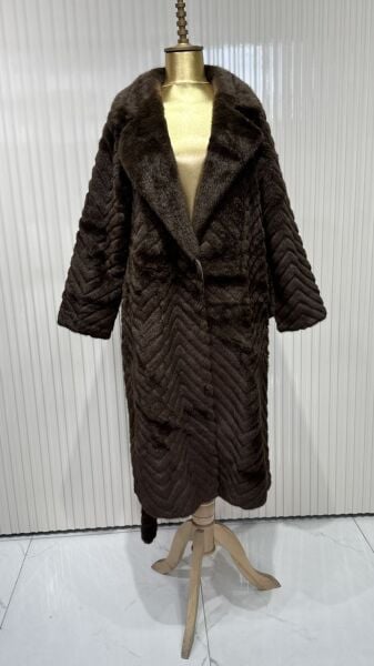 Şehrazat Butik Çizgi Desen Ceket Yaka Tasarım Kürk