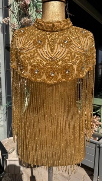 Şehrazat Tasarım Elişi Pelerin (AÇIK GOLD)