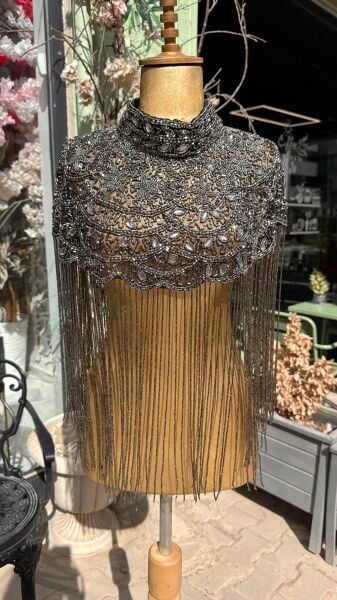 Şehrazat Tasarım Elişi Pelerin (ANTRASİT)