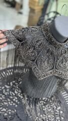 Şehrazat Butik Tasarım Elişi İşleme Antrasit Pelerin