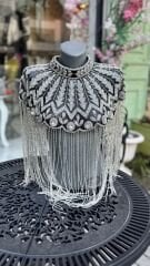 Şehrazat Butik Tasarım Elişi İşleme Gümüş Pelerin